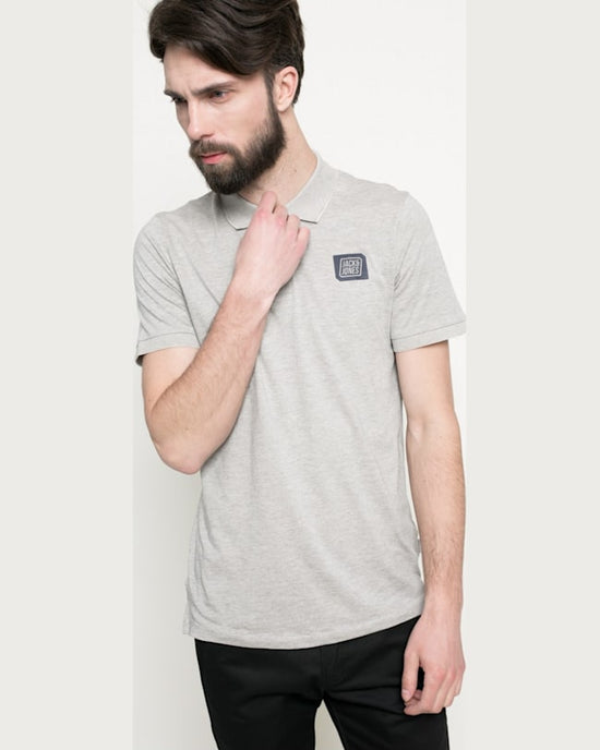 Tricou Jack and Jones polo gri deschis