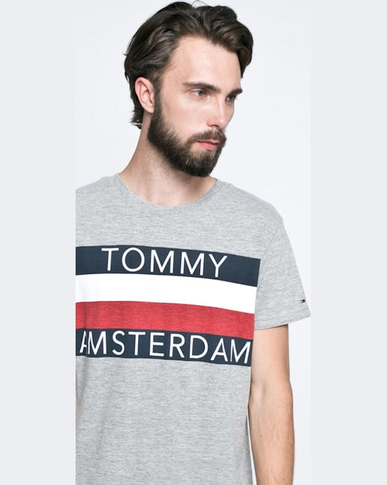 Tricou Tommy Hilfiger gri deschis