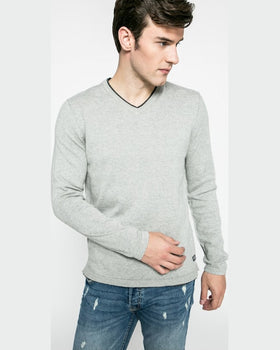 Pulover Jack and Jones gri deschis